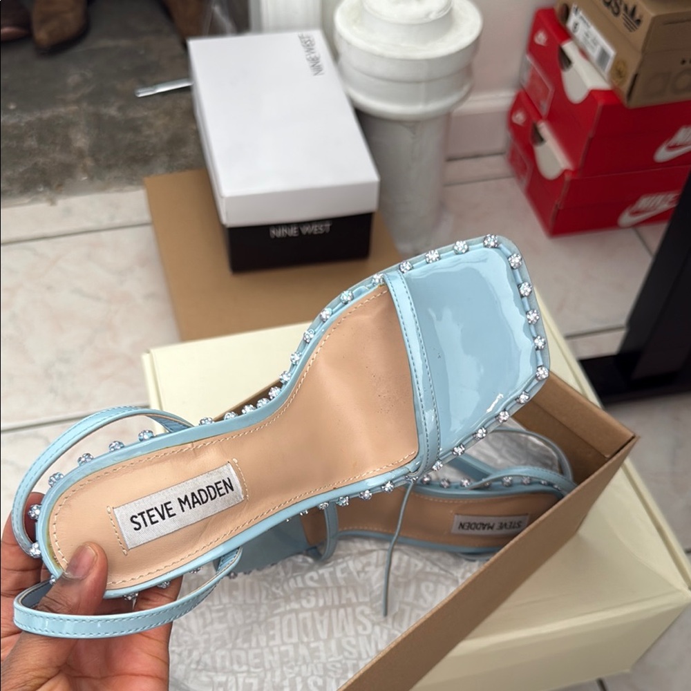Steve Madden Blue Strappy Heels - Picture 3 of 8